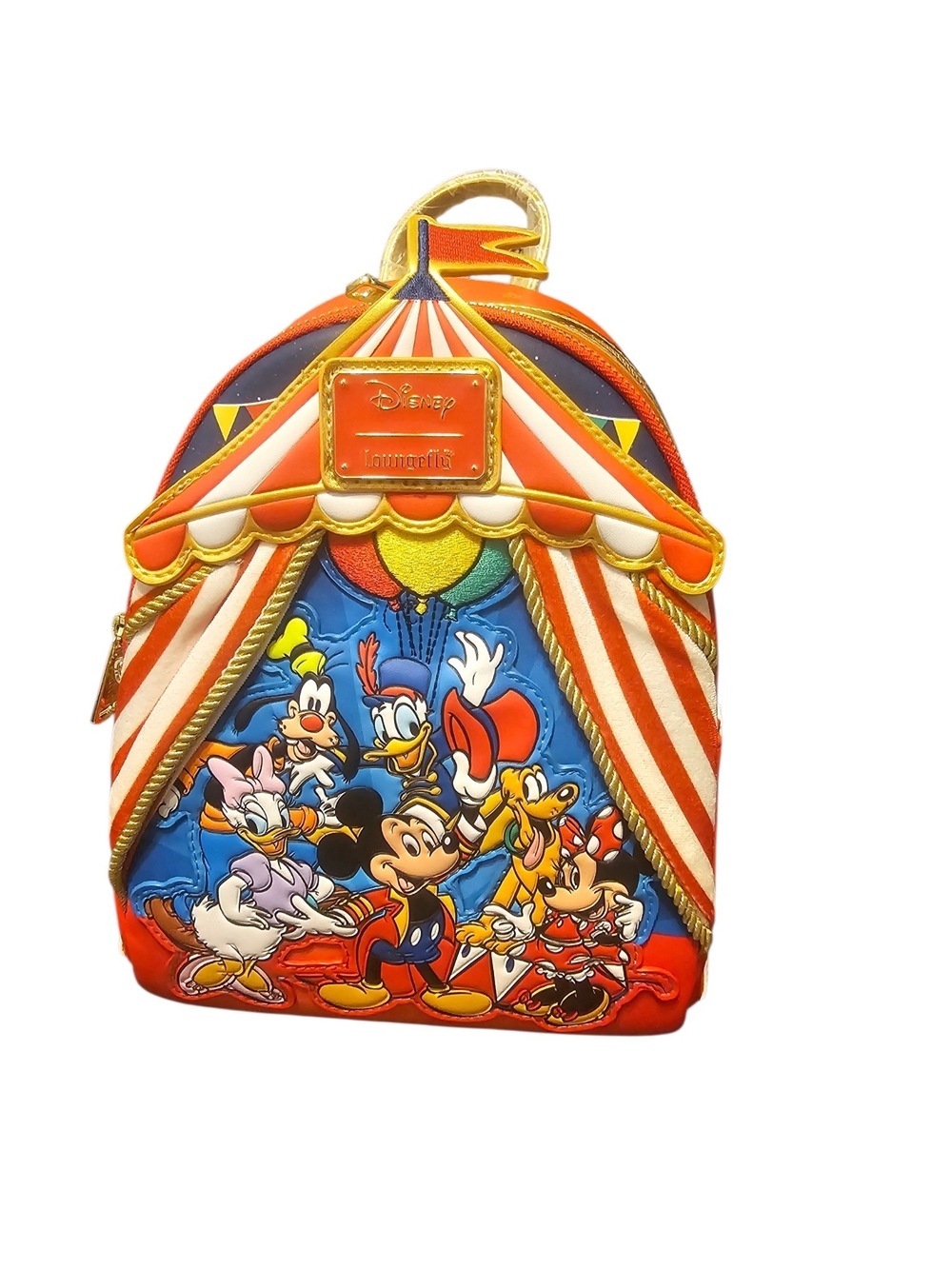 Disney Loungefly Kids Orange Circus Stripe Mini Backpack